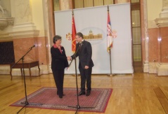 1 November 2012 National Assembly Speaker MA Nebojsa Stefanovic and Vice-Chairperson Zhang Rongming